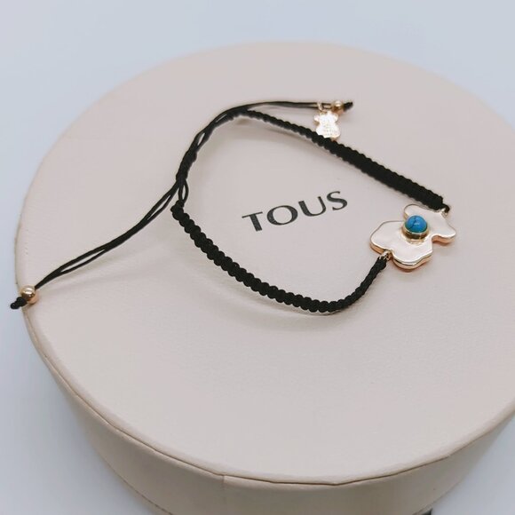 TOUS Bracelet Rose Vermeil Silver Super Power Bracelet with Cord and Turquoise - Picture 5 of 10